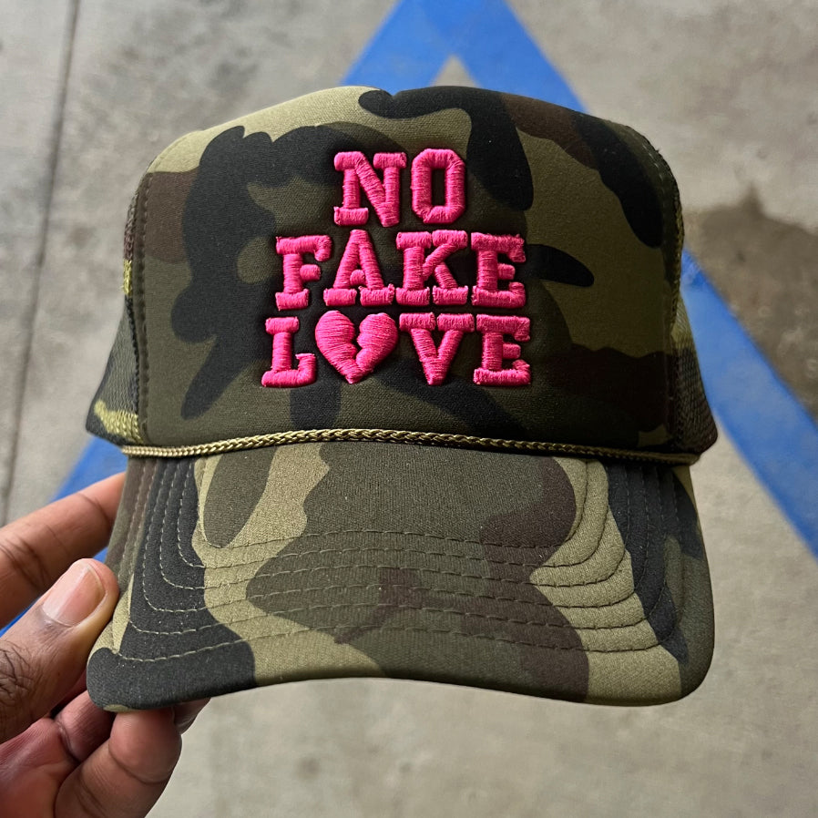 No Fake Love Hat - Camo/Pink