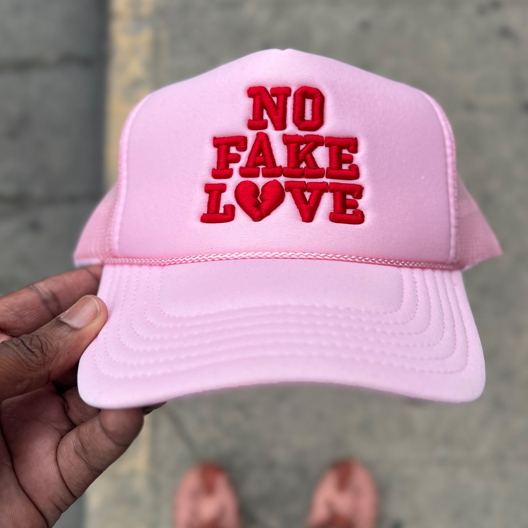 No Fake Love Hat - Pink/ Red