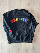 Load image into Gallery viewer, “Healing" Multicolor Patch Crewneck Sweatshirt
